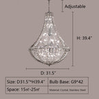 Extra Large Luxury and Elegant Crystal Chandelier for Living Room / staircase / foyer / villa / duplex Hall