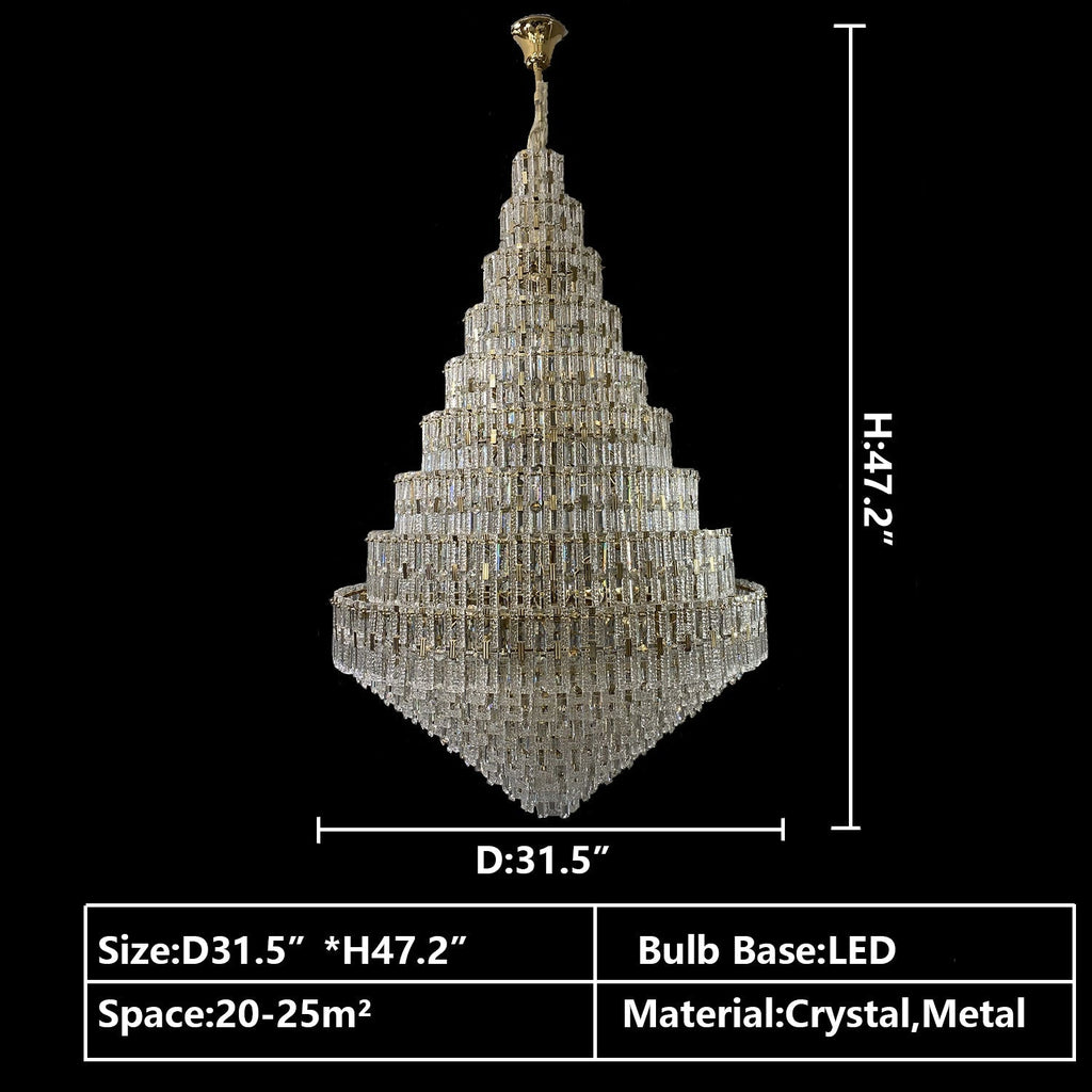 Oversized Multi-Layers Honeycomb Luxury Crystal Chandelier in Gold Finish for Big