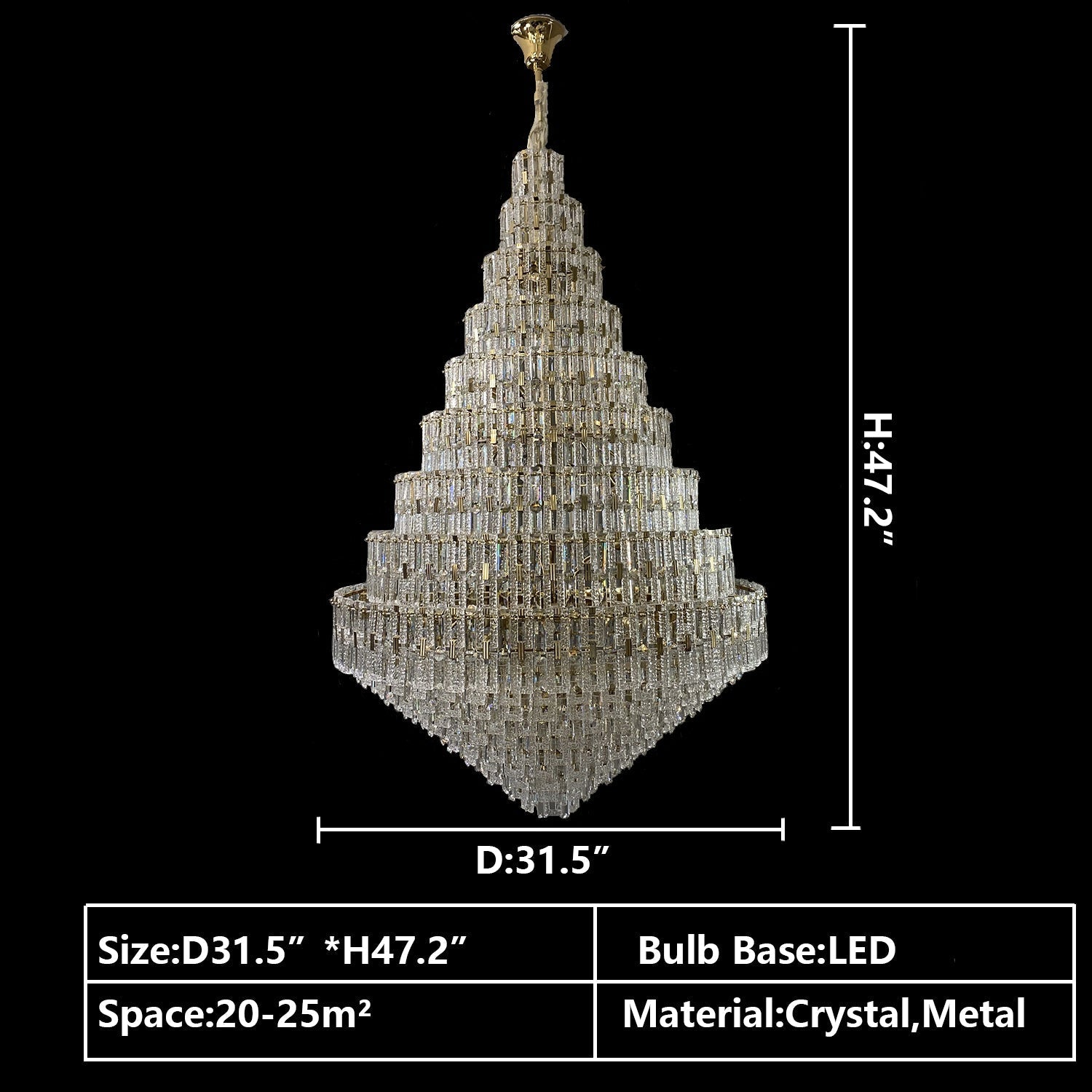Oversized Multi-Layers Honeycomb Luxury Crystal Chandelier in Gold Finish for Big