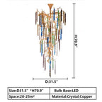Verdant Crystal Colored Branch Column Chandelier
