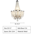 Designer Models Oversized Aluminium Long Tassel Pendant Chendelier for Large Living Room / staircase / villa