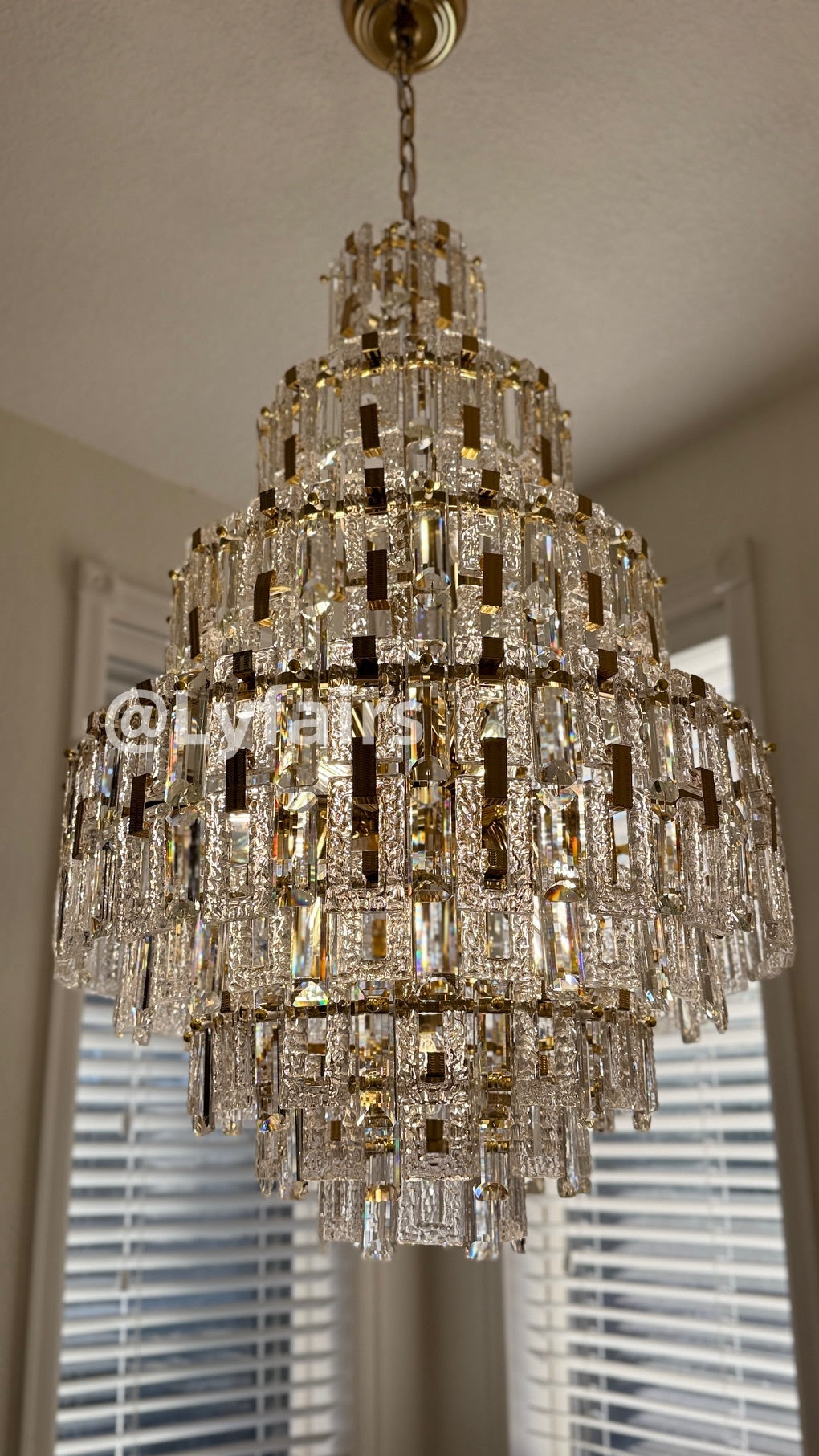Oversized Multi-Layers Honeycomb Luxury Crystal Chandelier in Gold Finish for Big