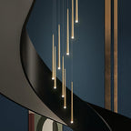 Minimalism Foyer Staircase Chandelier Ceiling Pendant Lighting for Living Room Entryway in Gold / Black Finish