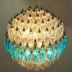 Murano Chandelier – Poliedri – 140 Glass – Transparent / blue