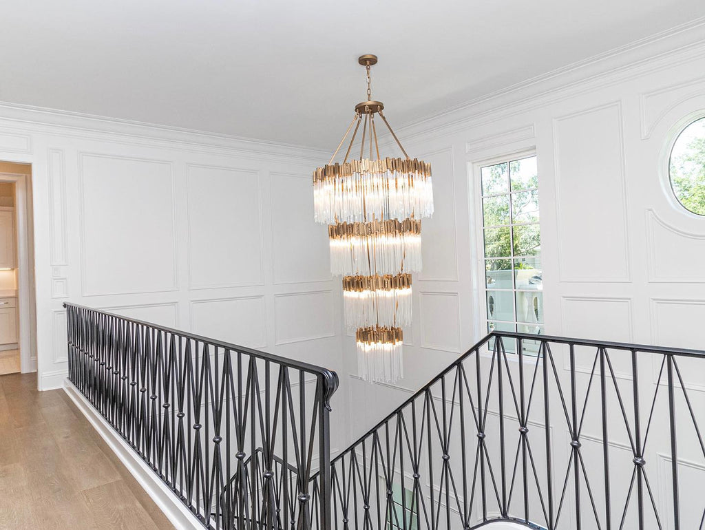 Large Elegant Multi-Layers Glam Glass Chandelier for High-Ceiling Staircase / entryway / living / meeting Room