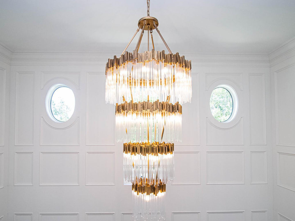 Large Elegant Multi-Layers Glam Glass Chandelier for High-Ceiling Staircase / entryway / living / meeting Room