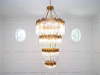 Large Elegant Multi-Layers Glam Glass Chandelier for High-Ceiling Staircase / entryway / living / meeting Room