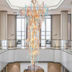 Dora Raindrop Colorful Crystal Branch Staircase Chandelier