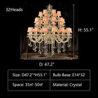 Extra Large Luxury Multi-Tiered Crystal Pendant Chandelier for High-Ceiling Rooms