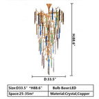 Verdant Crystal Colored Branch Column Chandelier