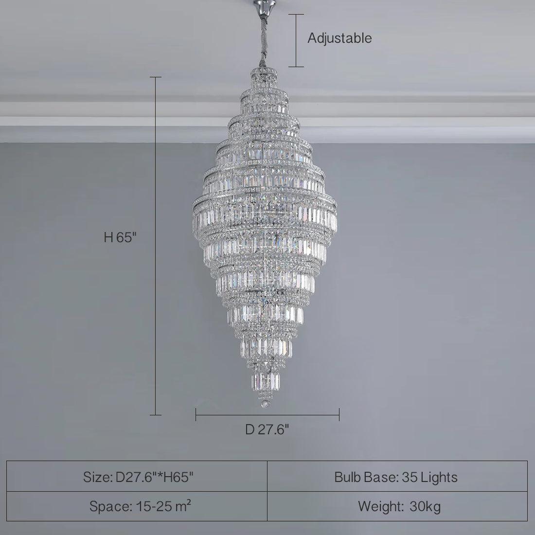 Chrome Extra Large Crystal Chandelier for Foyer Staircase Living Room Entrance Ceiling Light in Silver