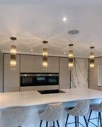 Modern Antique Brass Finish Round & Rectangle Glass Tube Chandelier – High-Quality Materials
