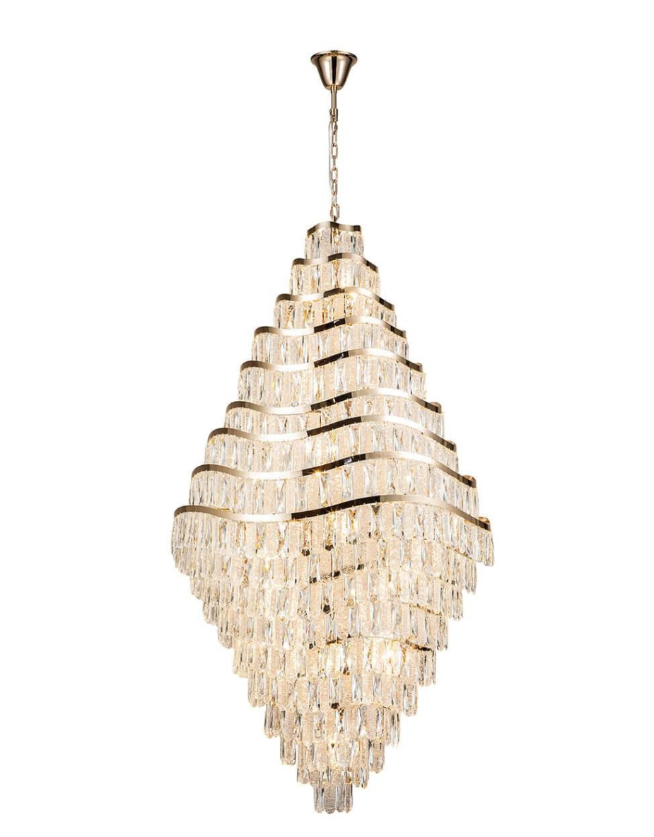 New Luxury Wavy Multi-Tiered Crystal Chandelier for Living Room