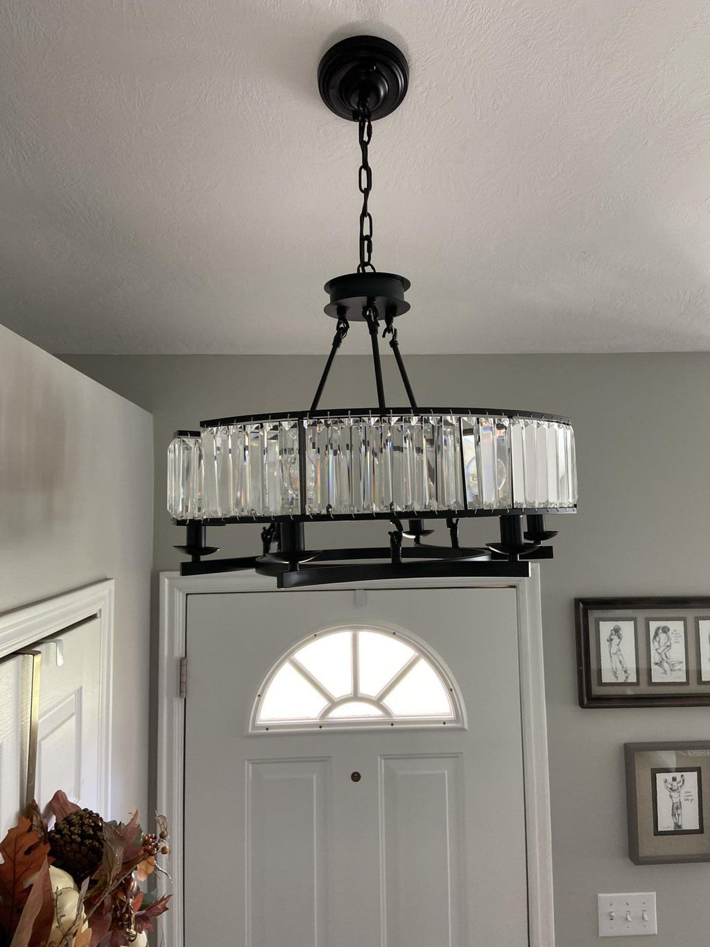 Crystal and Metal Triangular Prism Ceiling Chandelier 6 / 8 / 10 / 12-Light Modern Finish