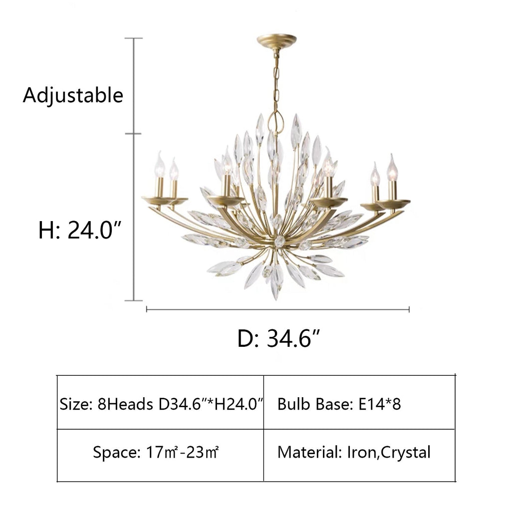 New Romantic Art Lily-Shaped Crystal Chandelier for Living Room / dining Room