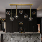 Nordic Clear Sphere Glass Chandelier in Black / gold Finish for Dinning Room / kitchen Island