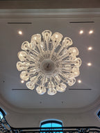 Luxury Globe-Shaped Crystal Chandelier with Fabric and Crystal Glass Shades, High-Quality Finish