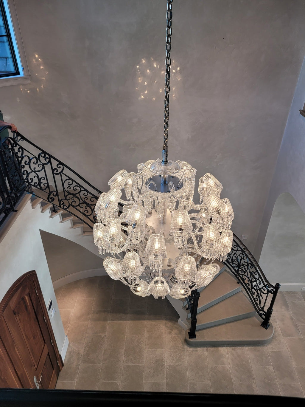 Luxury Globe-Shaped Crystal Chandelier with Fabric and Crystal Glass Shades, High-Quality Finish