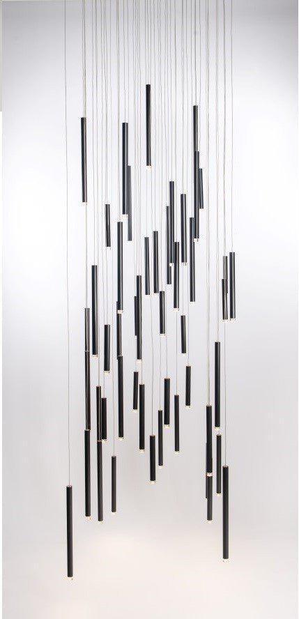 Brillia Round Two-Tone Tubular Pendant Light Chandelier