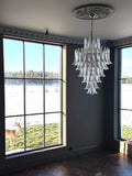 Murano Glass Chandelier – 85 Petals – White / transparent