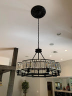 Crystal and Metal Triangular Prism Ceiling Chandelier 6 / 8 / 10 / 12-Light Modern Finish