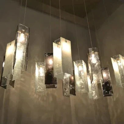 Art Design 1 / 25 / 60 / 84-Light Colorful Rectangle Cluster Glass Tile Pendant / chandelier