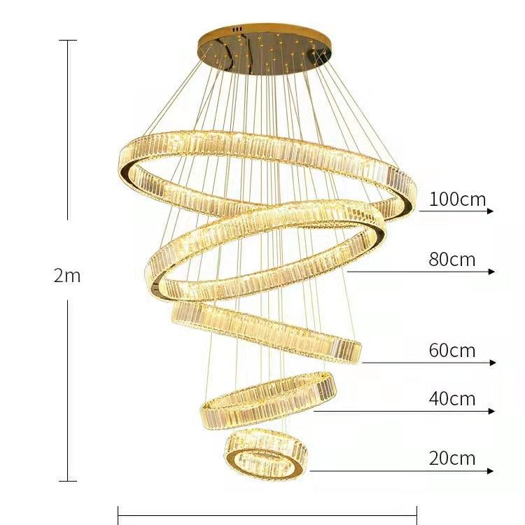 Modern Front Entryway Chandelier 3 / 4 / 5 / 6 / 7 Rings Crystal Gold / Chrome Finish Ceiling Lamp