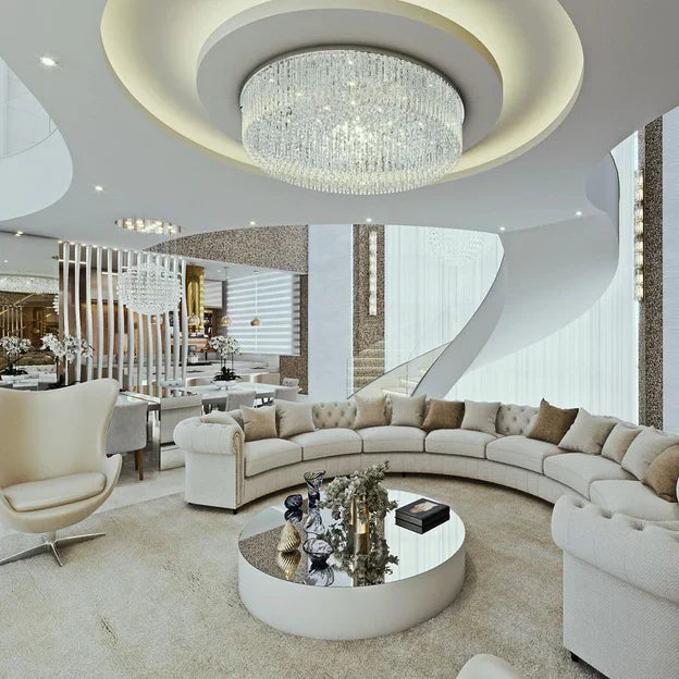 Light Luxury Round / oval Flush Mount Crystal Chandelier