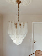 Murano Chandelier – Drop – 41 Glasses – Opalino