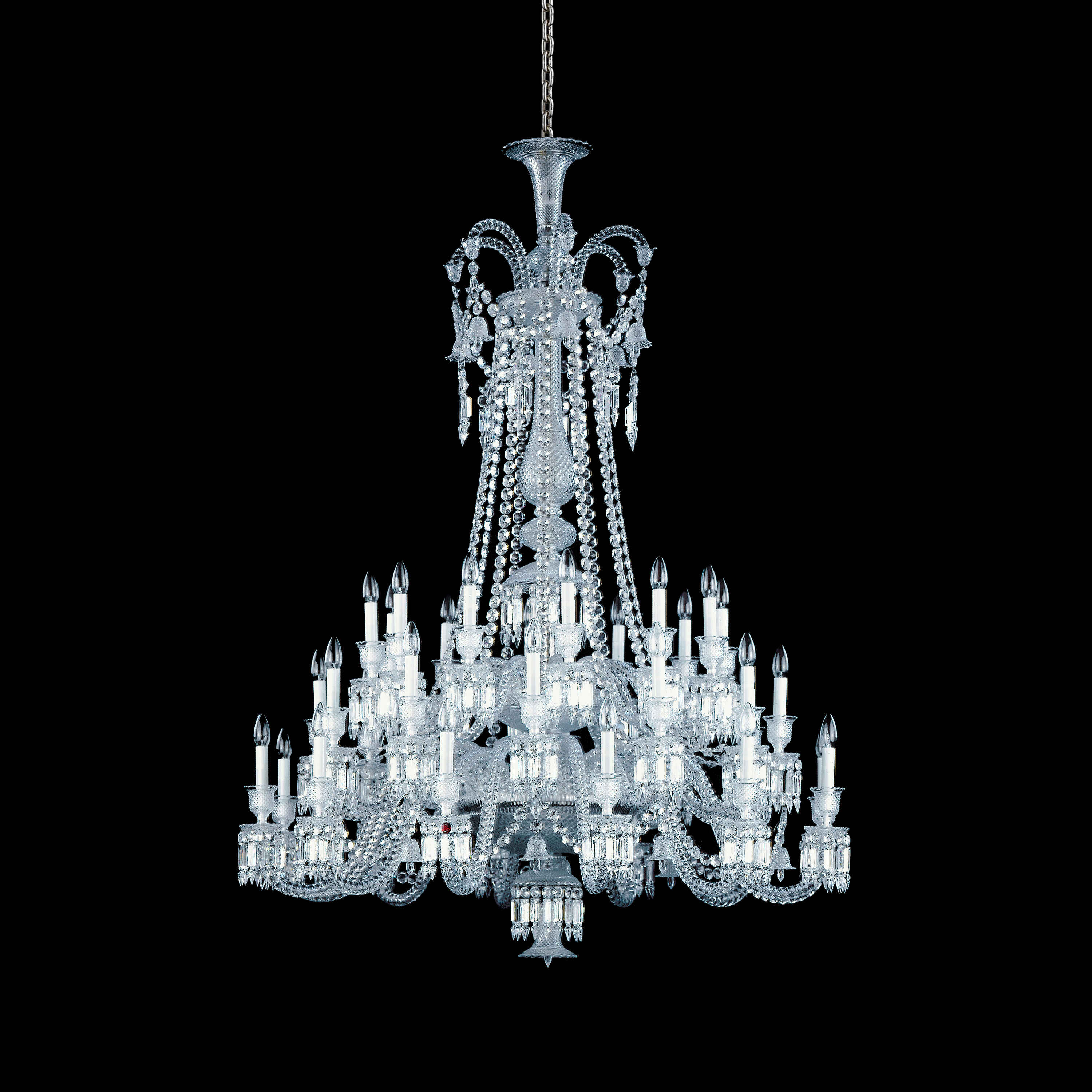 Light Luxury Classic Long Version Tiered Candle Light Crystal Chandelier for High-Ceiling Rooms / living Room