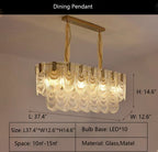 Nordic Light Luxury Patterned Glass Pendant Chandelier Suit for Living / dining Room / bedroom
