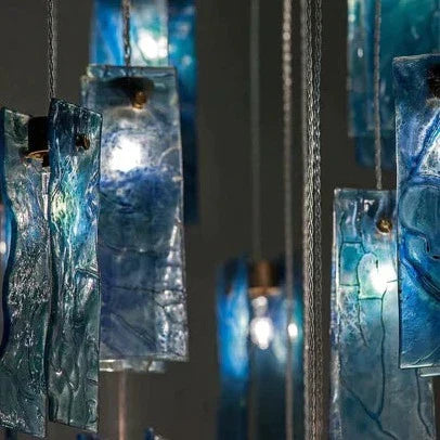 Art Design 1 / 25 / 60 / 84-Light Colorful Rectangle Cluster Glass Tile Pendant / chandelier