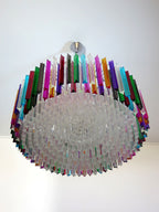 Murano Glass Chandelier – Triedri Round – 391 Prisms – Multi