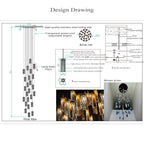 Art Design 1 / 25 / 60 / 84-Light Colorful Rectangle Cluster Glass Tile Pendant / chandelier