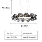 Nordic Minimalist Glass Circle Art Chandelier for Living / dining Room / bedroom