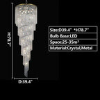 Extra Large Spiral Tiered Long Crystal Chandelier Luxury Crystal Tassel Light for Staircase / entryway
