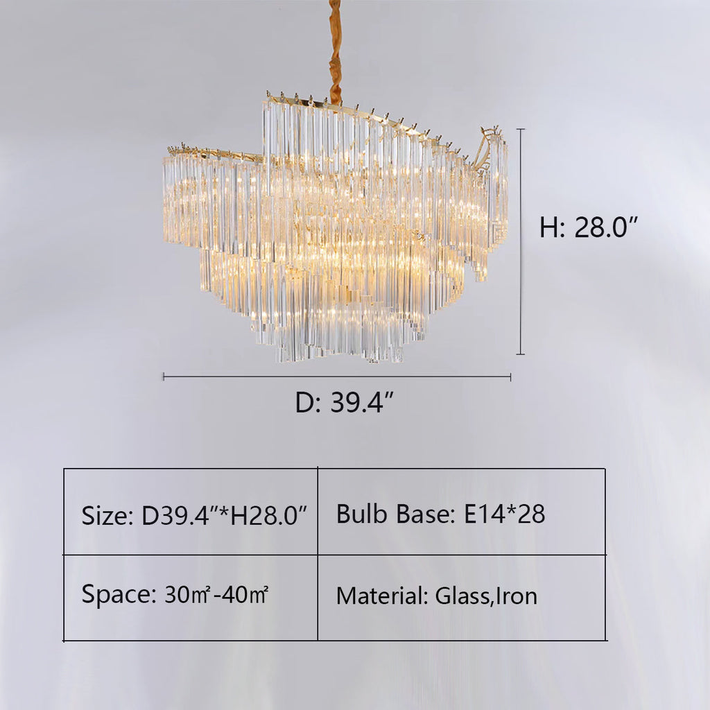 Large Modern Art Spiral Tiers Glass Pendant Chandelier for Living Room / dining Room / entryway