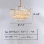 Large Modern Art Spiral Tiers Glass Pendant Chandelier for Living Room / dining Room / entryway