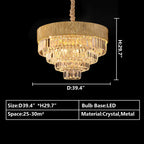New Modern Gold Round / oval Light Luxury Ceiling Crystal Chandelier Set for Living Room / dining Room