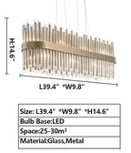Modern Antique Brass Finish Round & Rectangle Glass Tube Chandelier – High-Quality Materials