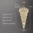 Extra Large Luxury Multi-Tiered Crystal Chandelier in Gold Finish for Foyer / staircase