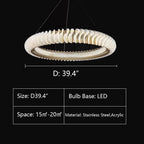 Extra Large Tiers Modern Stainless Steel Ring Chandelier for Living Room / foyer / big Entrys