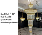 Oversized Luxury Gold Tiered Designer Crystal Chandelier for Large Hallway / foyer / entryway
