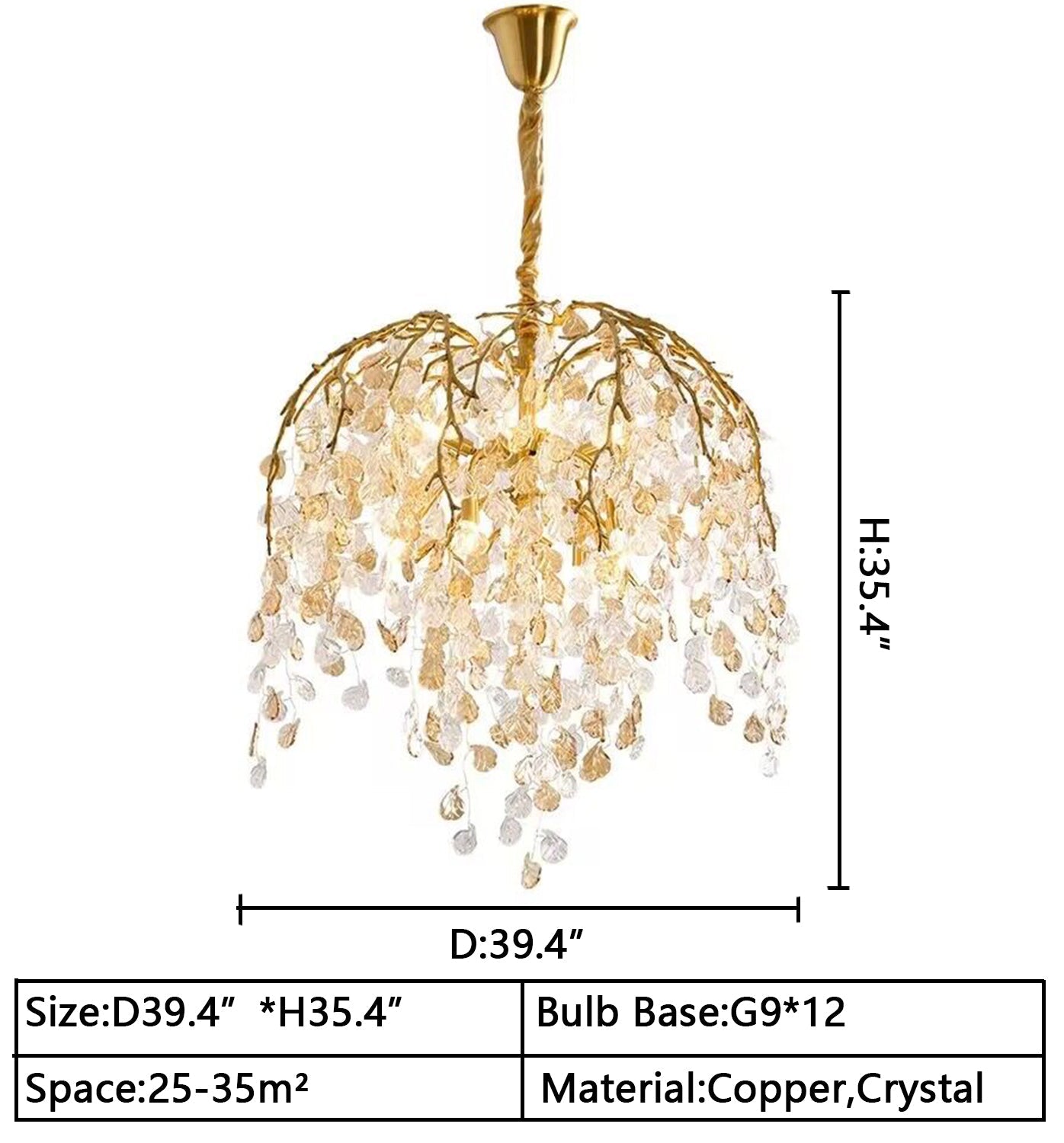 Modern Luxury Metal and Glass Leaf Branch Chandelier for Living, Dining, Bedroom