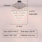 Extra Large Post-Modern Multi-Tier Chandelier for High-Ceiling Room / stairs