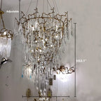 Chic Modern French Branch Copper Crystal Chandelier for Living Room Foyer and Dining Room Lighting
