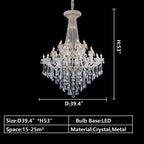 Extra Large French Candle Crystal Branch Chandelier for Foyer and Staircase