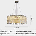 Chrome Silver Stylish Round Crystal Chandelier Modern Ceiling Pendant Light for Living Room / Bedroom