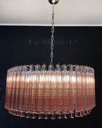 Murano Glass Chandelier – Triedri Round – 265 Prisms – Pink