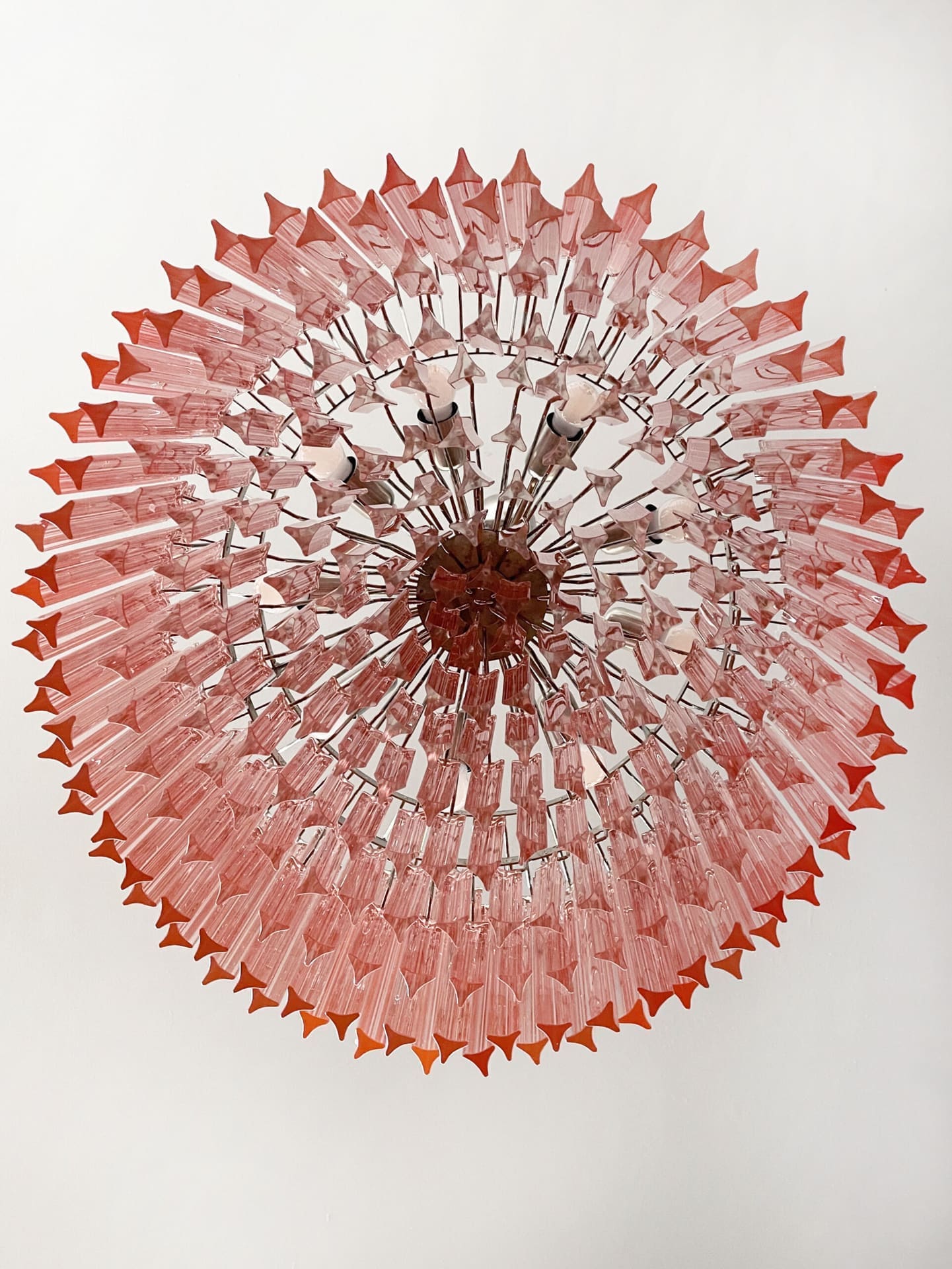 Murano Glass Chandelier – Triedri Round – 265 Prisms – Pink